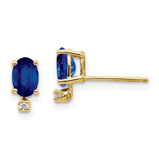 14k Diamond and Sapphire Birthstone Earrings