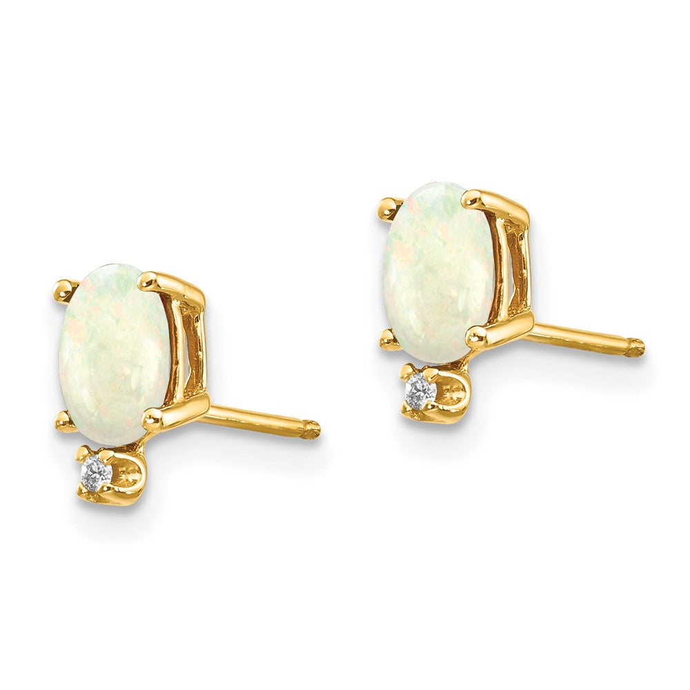14k Diamond and Opal Birthstone Earrings