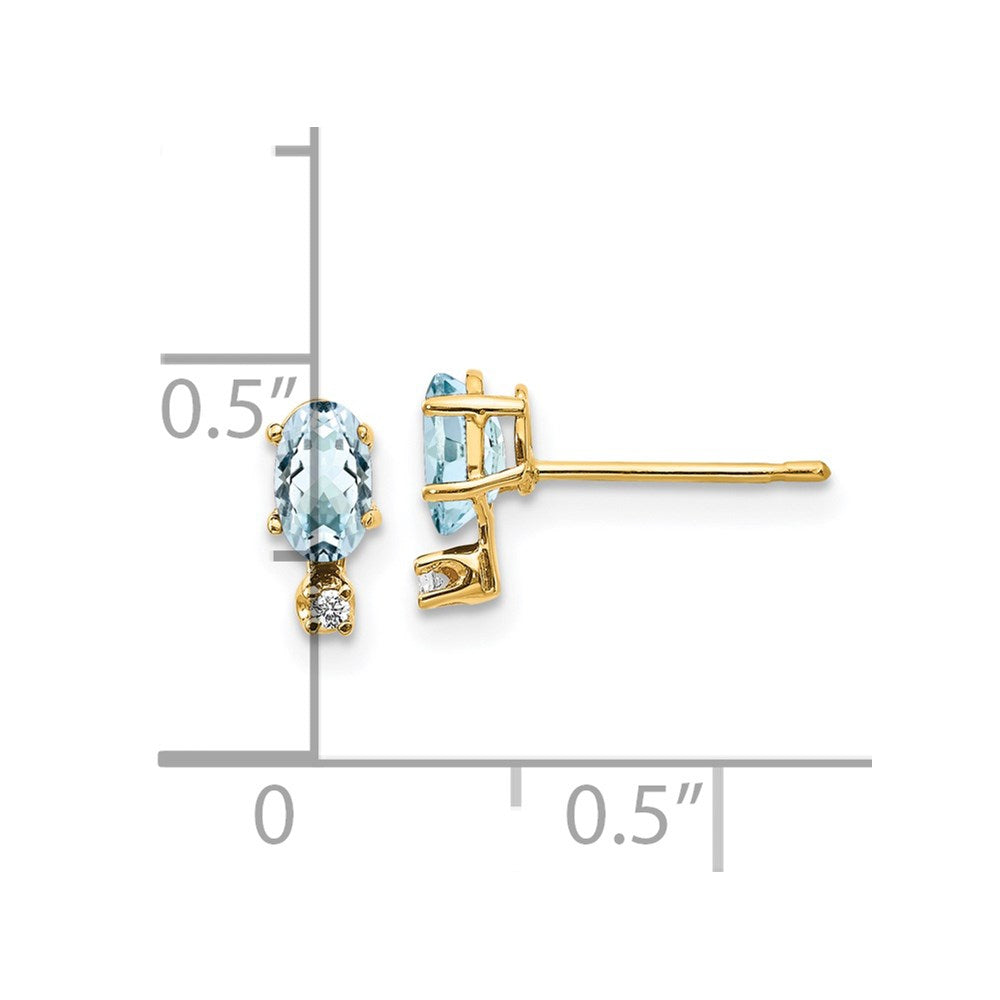 14k Diamond and Aquamarine Birthstone Earrings