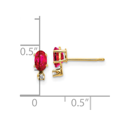 14k Diamond and Ruby Birthstone Earrings