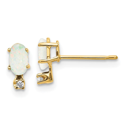 14k Diamond and Opal Birthstone Earrings