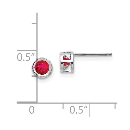 14k White Gold 4mm July Ruby Earrings