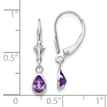 14k 6x4mm White Gold Amethys/February Earrings