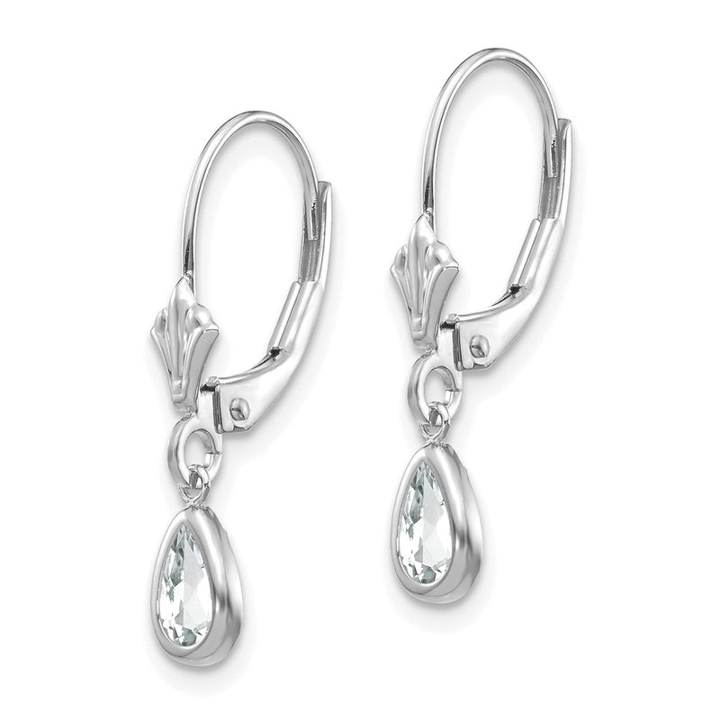 14k White Gold 6x4mm White Topaz/April Earrings