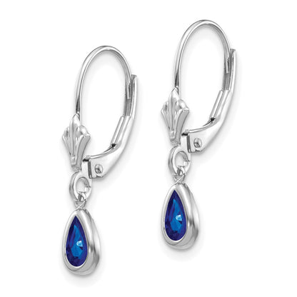 14k White Gold 6x4mm Sapphir/September Earrings