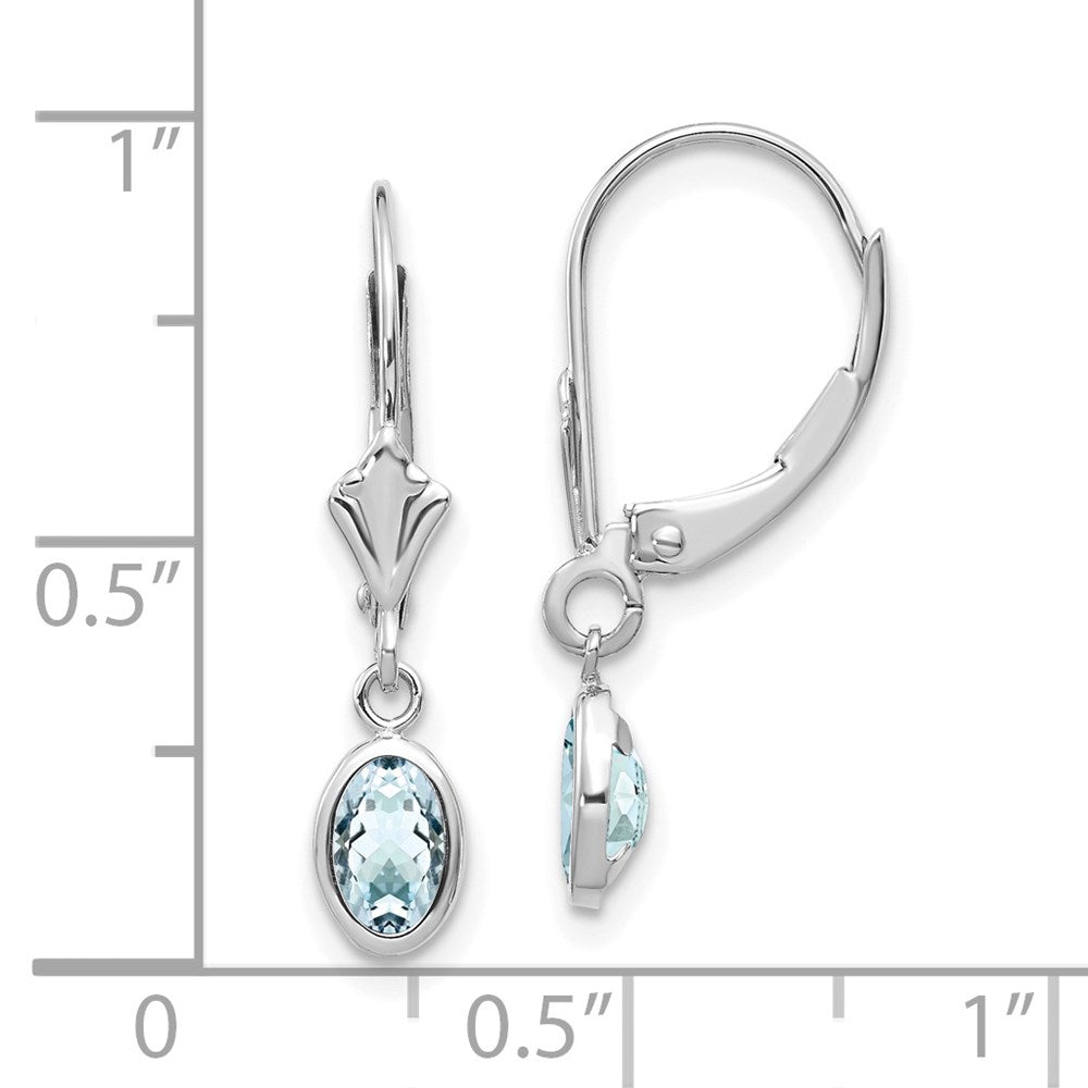 14k White Gold 6x4mm Oval Aquamarine/March Earrings