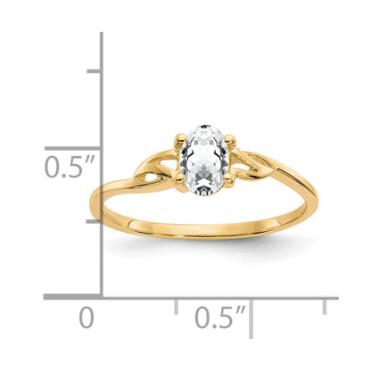 14K Yellow Gold White Topaz Birthstone Ring