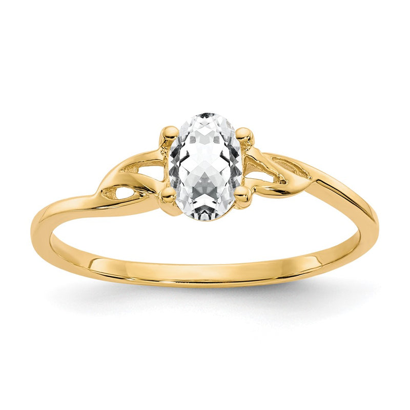 14K Yellow Gold White Topaz Birthstone Ring