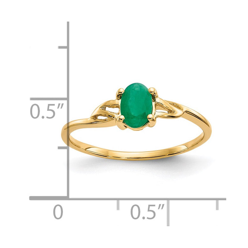 14K Yellow Gold Emerald Birthstone Ring