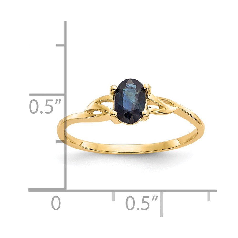 Solid 14k Yellow Gold Simulated Sapphire Birthstone Ring