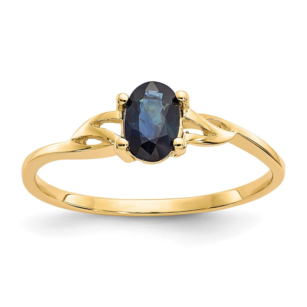 Solid 14k Yellow Gold Simulated Sapphire Birthstone Ring