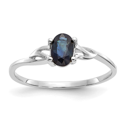 Solid 14k White Gold Simulated Sapphire Birthstone Ring