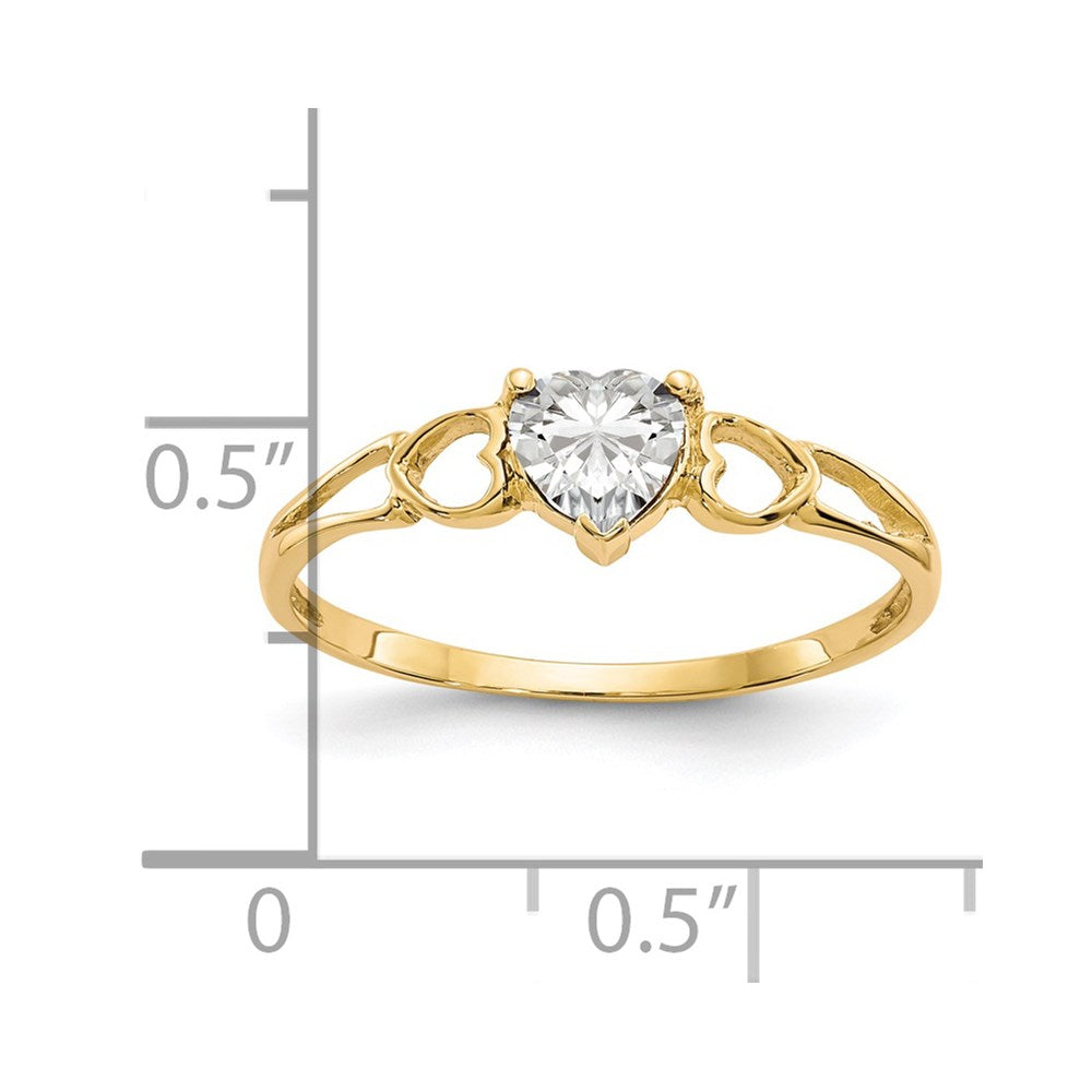 14K Yellow Gold White Topaz Birthstone Ring