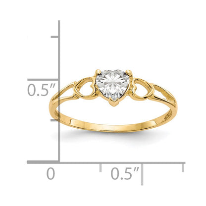14K Yellow Gold White Topaz Birthstone Ring