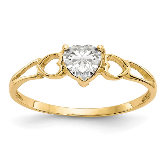 14K Yellow Gold White Topaz Birthstone Ring