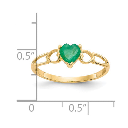 14K Yellow Gold Emerald Birthstone Ring