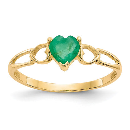 14K Yellow Gold Emerald Birthstone Ring