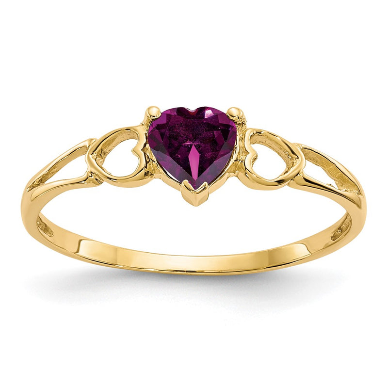 Solid 14k Yellow Gold Rhodolite Simulated Garnet Birthstone Ring