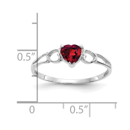 Solid 14k White Gold Rhodolite Simulated Garnet Birthstone Ring