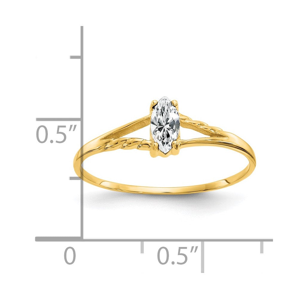 14K Yellow Gold White Topaz Birthstone Ring