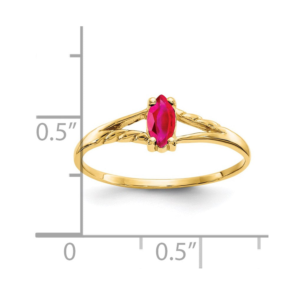 14K Yellow Gold Ruby Birthstone Ring