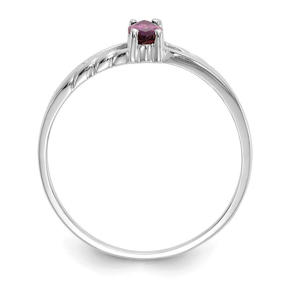 Solid 14k White Gold Rhodolite Simulated Garnet Birthstone Ring