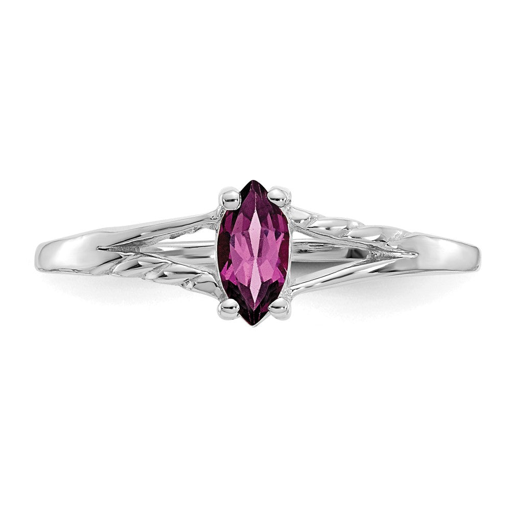 Solid 14k White Gold Rhodolite Simulated Garnet Birthstone Ring