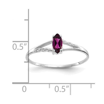 Solid 14k White Gold Rhodolite Simulated Garnet Birthstone Ring