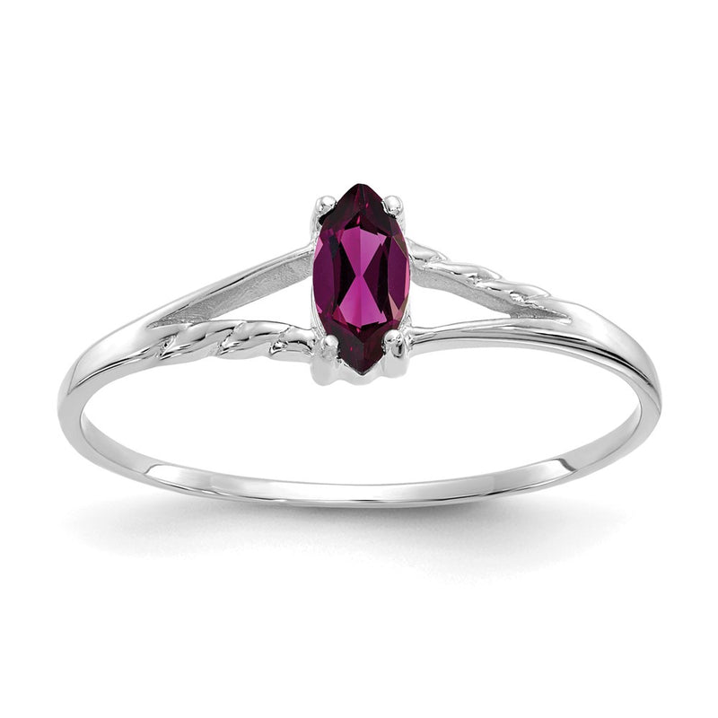 Solid 14k White Gold Rhodolite Simulated Garnet Birthstone Ring