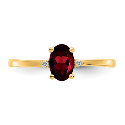 Solid 14k Yellow Gold Simulated CZ & Garnet Birthstone Ring