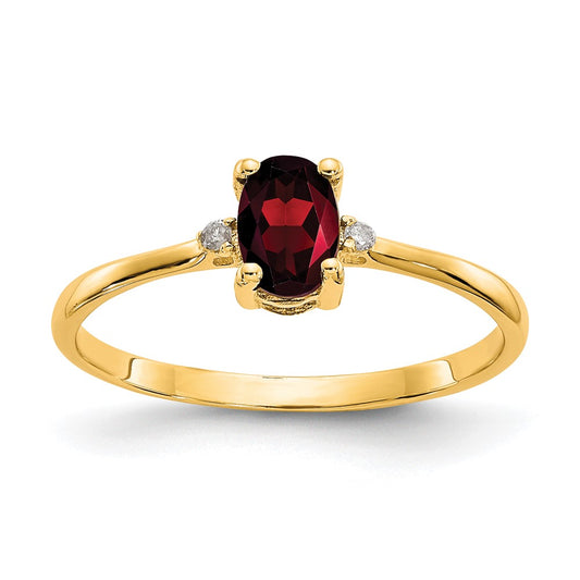 Solid 14k Yellow Gold Simulated CZ & Garnet Birthstone Ring