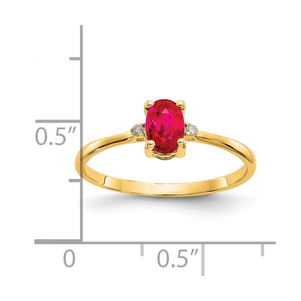 14K Yellow Gold Real Diamond & Ruby Birthstone Ring