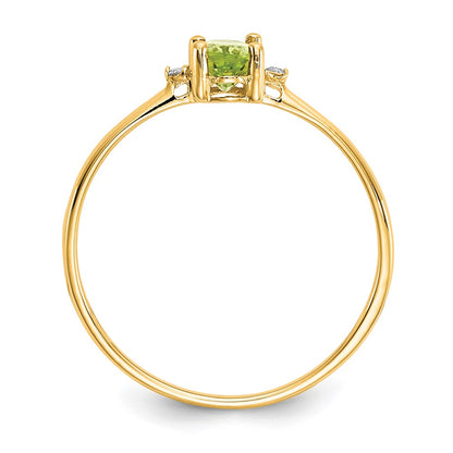 14K Yellow Gold Real Diamond & Peridot Birthstone Ring