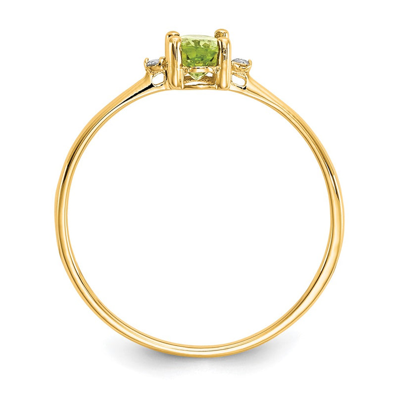 14K Yellow Gold Real Diamond & Peridot Birthstone Ring