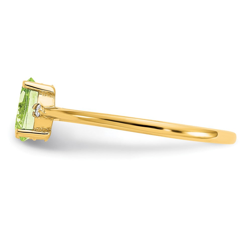 14K Yellow Gold Real Diamond & Peridot Birthstone Ring