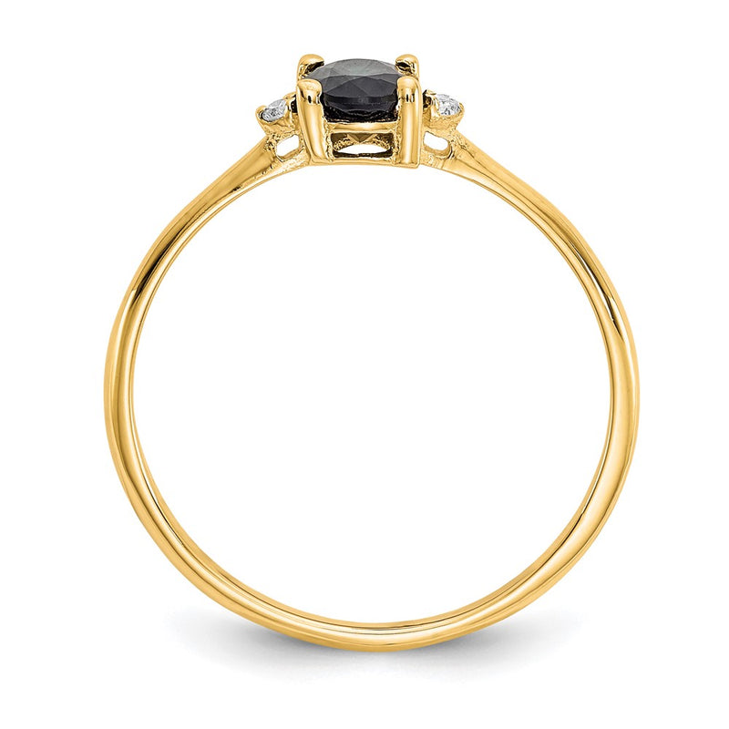14K Yellow Gold Real Diamond & Sapphire Birthstone Ring