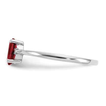 14k White Gold Real Diamond & Garnet Birthstone Ring