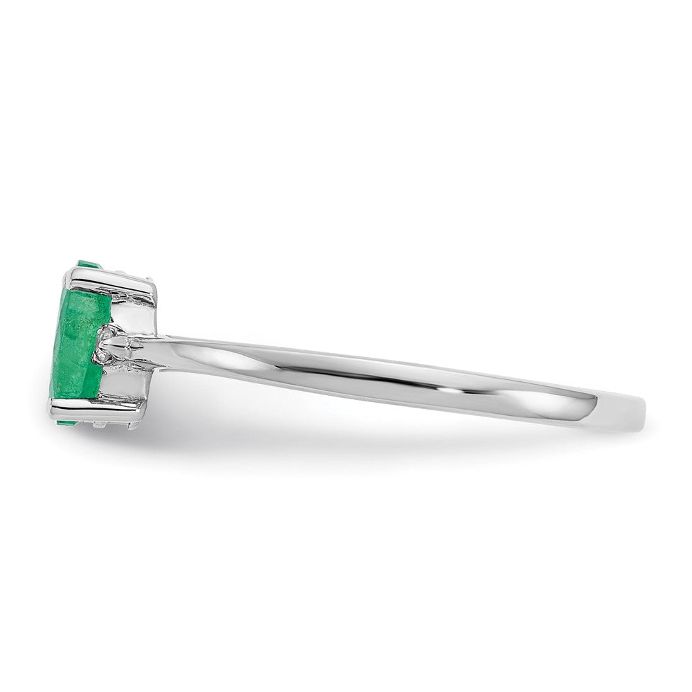 14k White Gold Real Diamond & Emerald Birthstone Ring