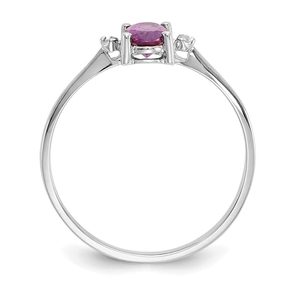 Solid 14k White Gold Simulated CZ & Rhodolite Garnet Birthstone Ring