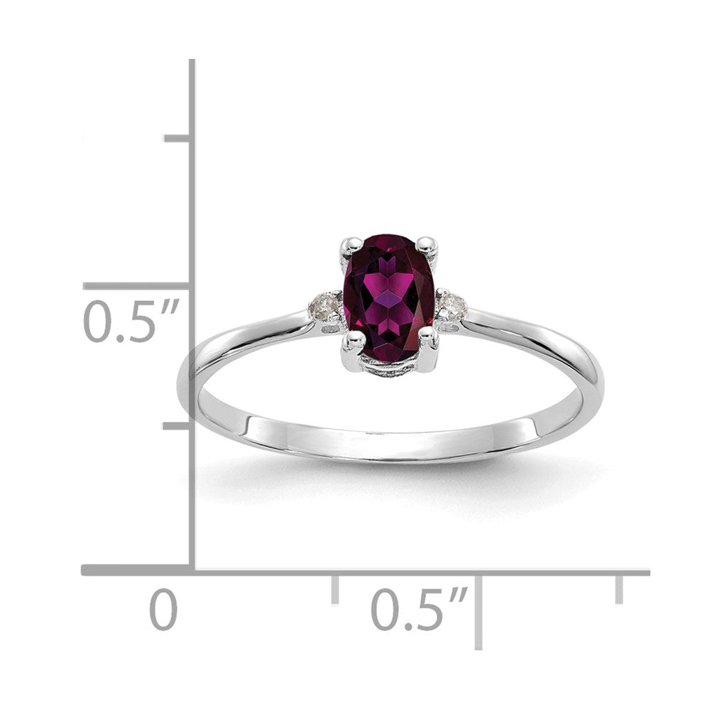 Solid 14k White Gold Simulated CZ & Rhodolite Garnet Birthstone Ring
