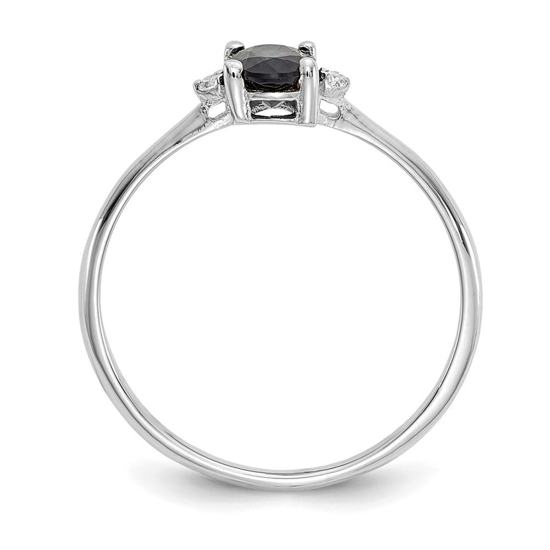 14k White Gold Real Diamond & Sapphire Birthstone Ring