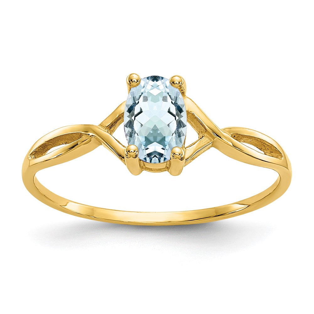 14K Yellow Gold Aquamarine Birthstone Ring