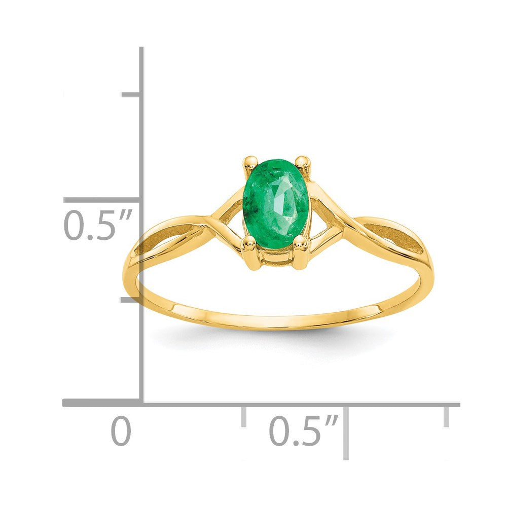 14K Yellow Gold Emerald Birthstone Ring