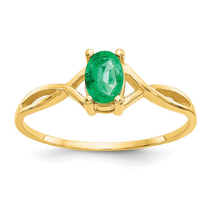 14K Yellow Gold Emerald Birthstone Ring