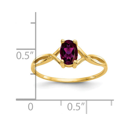 Solid 14k Yellow Gold Rhodolite Simulated Garnet Birthstone Ring
