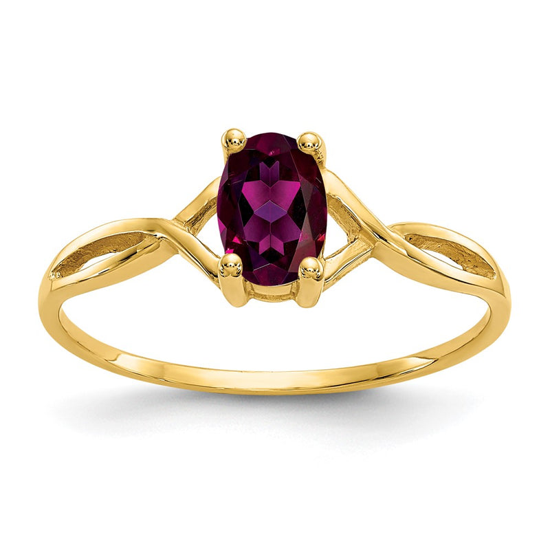 Solid 14k Yellow Gold Rhodolite Simulated Garnet Birthstone Ring