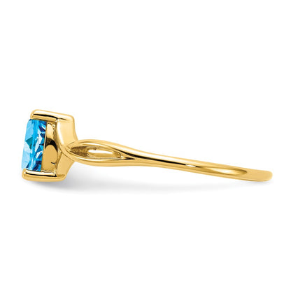 14K Yellow Gold Blue Topaz Birthstone Ring