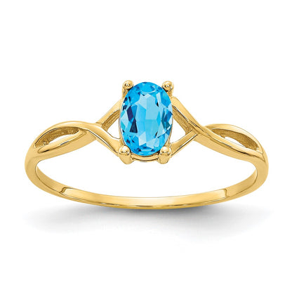14K Yellow Gold Blue Topaz Birthstone Ring