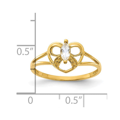 14K Yellow Gold White Topaz Birthstone Ring