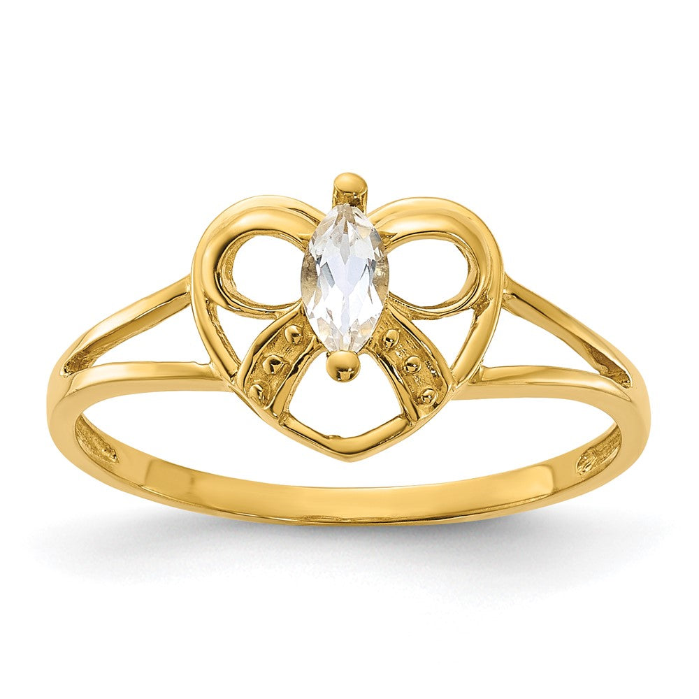 14K Yellow Gold White Topaz Birthstone Ring